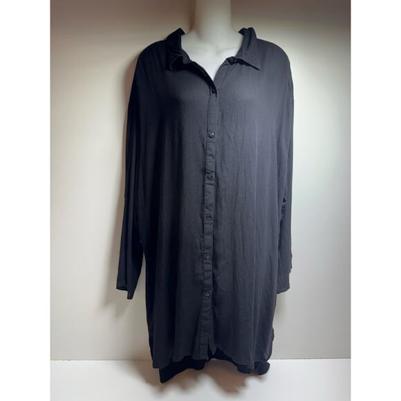 Swimsuits For All Women’s Plus Size Shea High-Low Button Front Cover Up Shirt - Picture 2 of 7